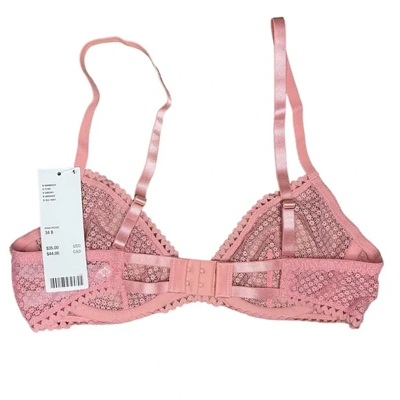NWT Urban Outfitters Lace Bra Size 34B Baby Rose  💗 - Picture 2 of 2